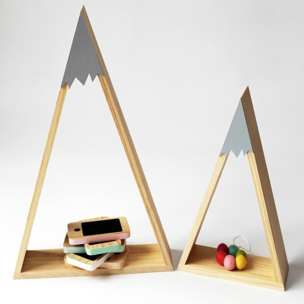 2 PCS Set Wooden Snow Mountain Triangle House Rack Children Room Home Decoration(Gray)