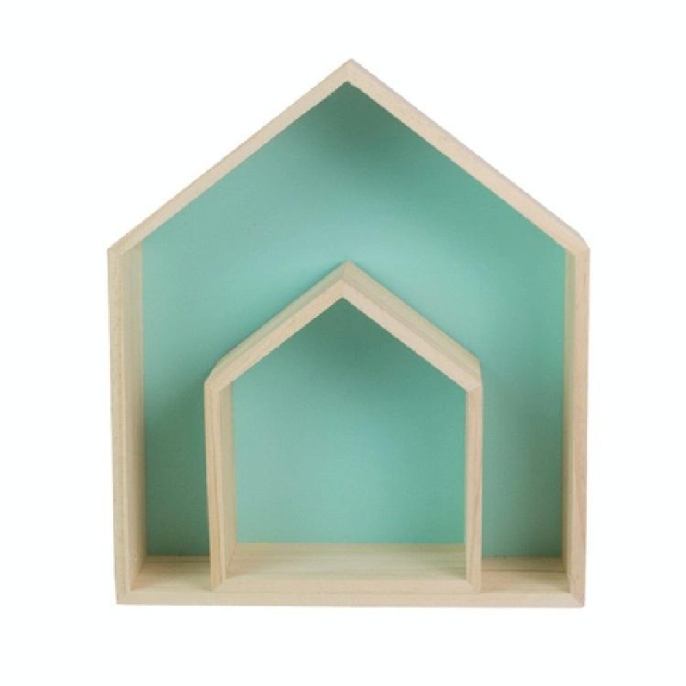 2 in 1 House Style Children Room Wood Partition Rack(Mint Green)