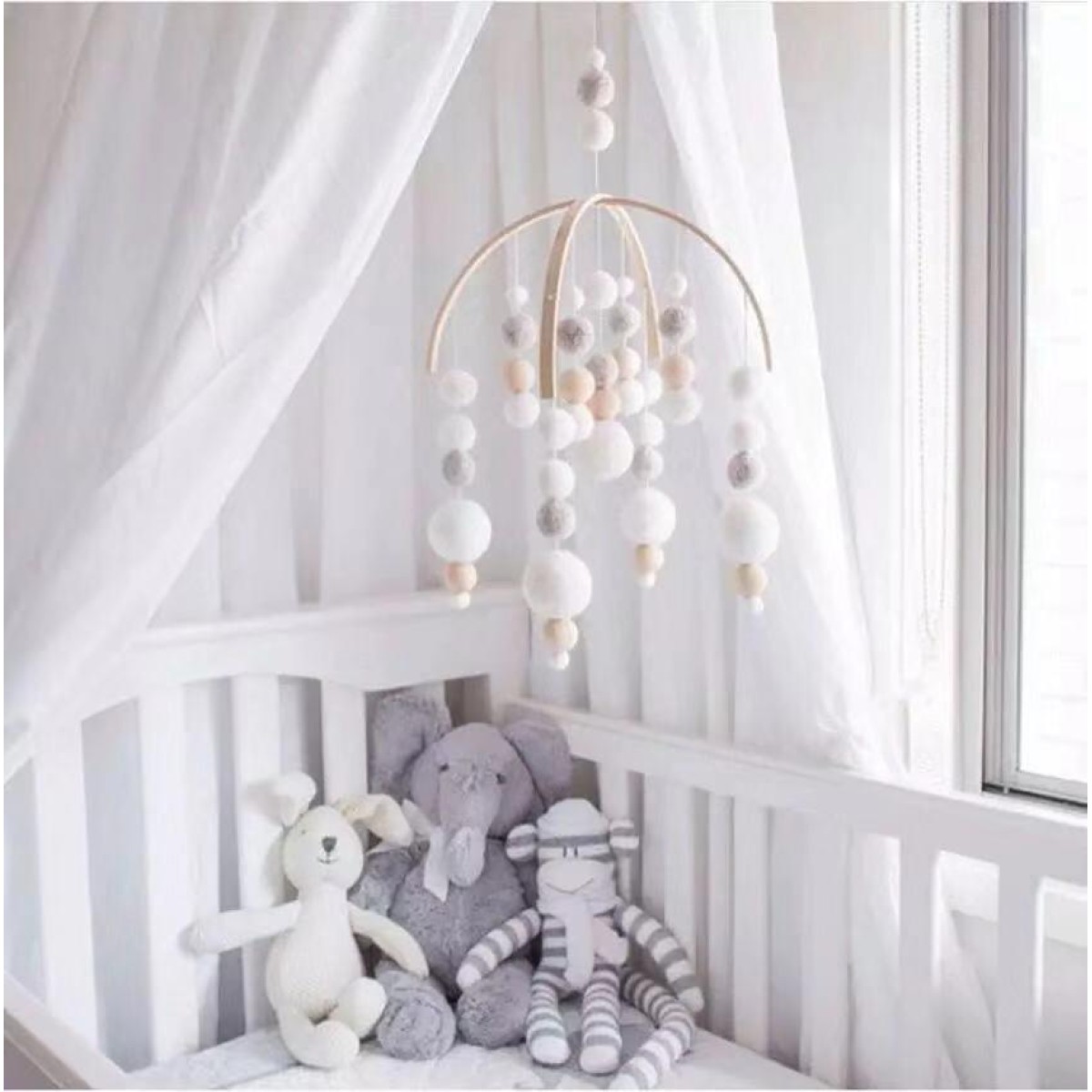 Ball Wind Chime Bed Bell Crib With Children Room Decoration Props Fun Toys, Size: 38x100cm(Inulin)