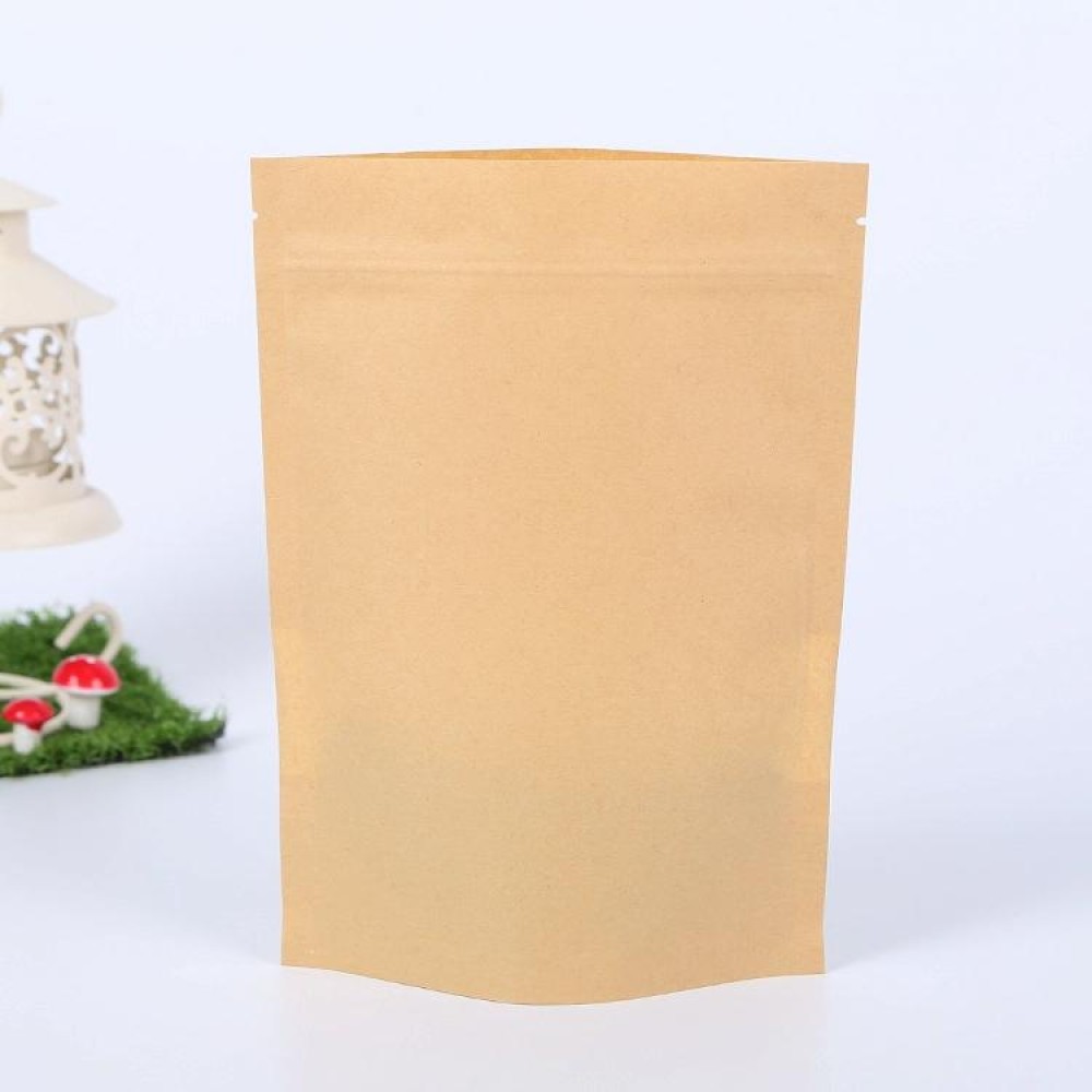 50 PCS Zipper Self Sealing Kraft Paper Bag with Window Stand Up for Gifts/Food/Candy/Tea/Party/Wedding Gifts, Bag Size:10x15+3cm(Transparent)