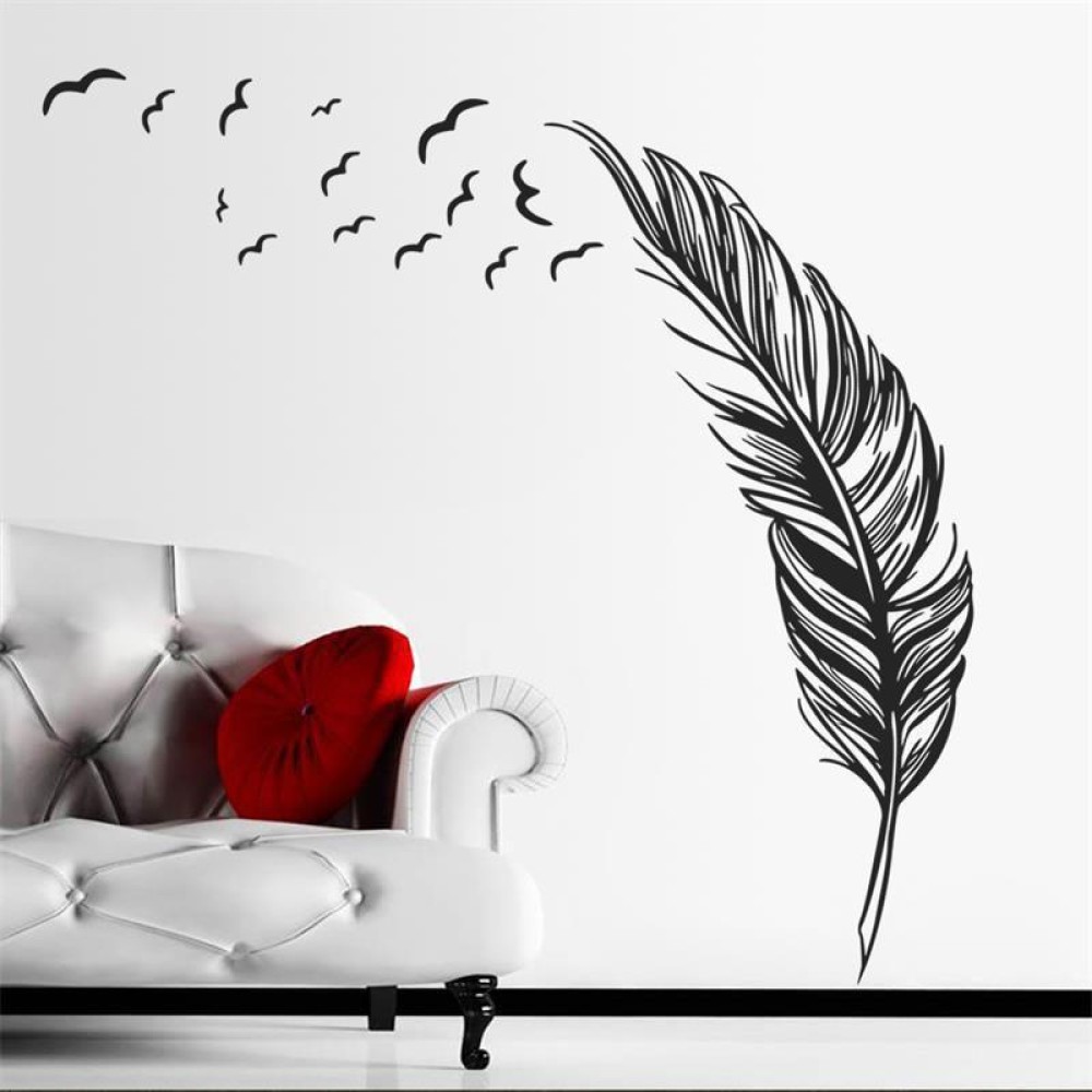 PVC Feather Creative Home Bedroom Sofa Background Wall Sticker(Right)
