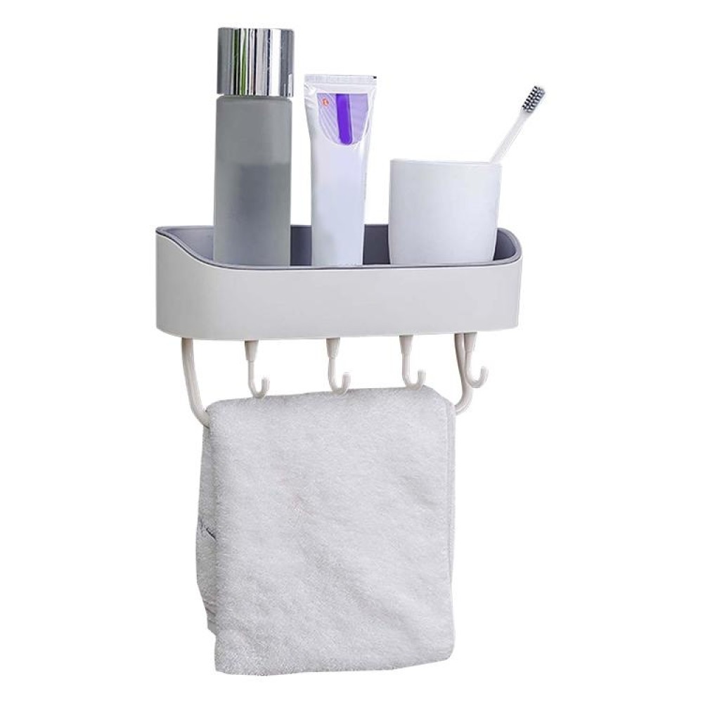No Drill Wall Mounted Shower Shelf Cell Phone Bathroom Shampoo Holder, Size: 26x10x6cm (White)