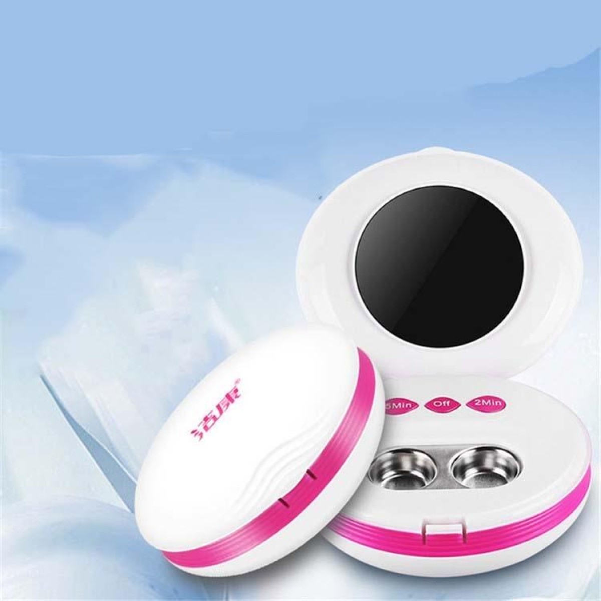Jie Kang Contact Lens Cleaner and Contact Lens Automatic Cleaning Machine Box(Silver Edge White)