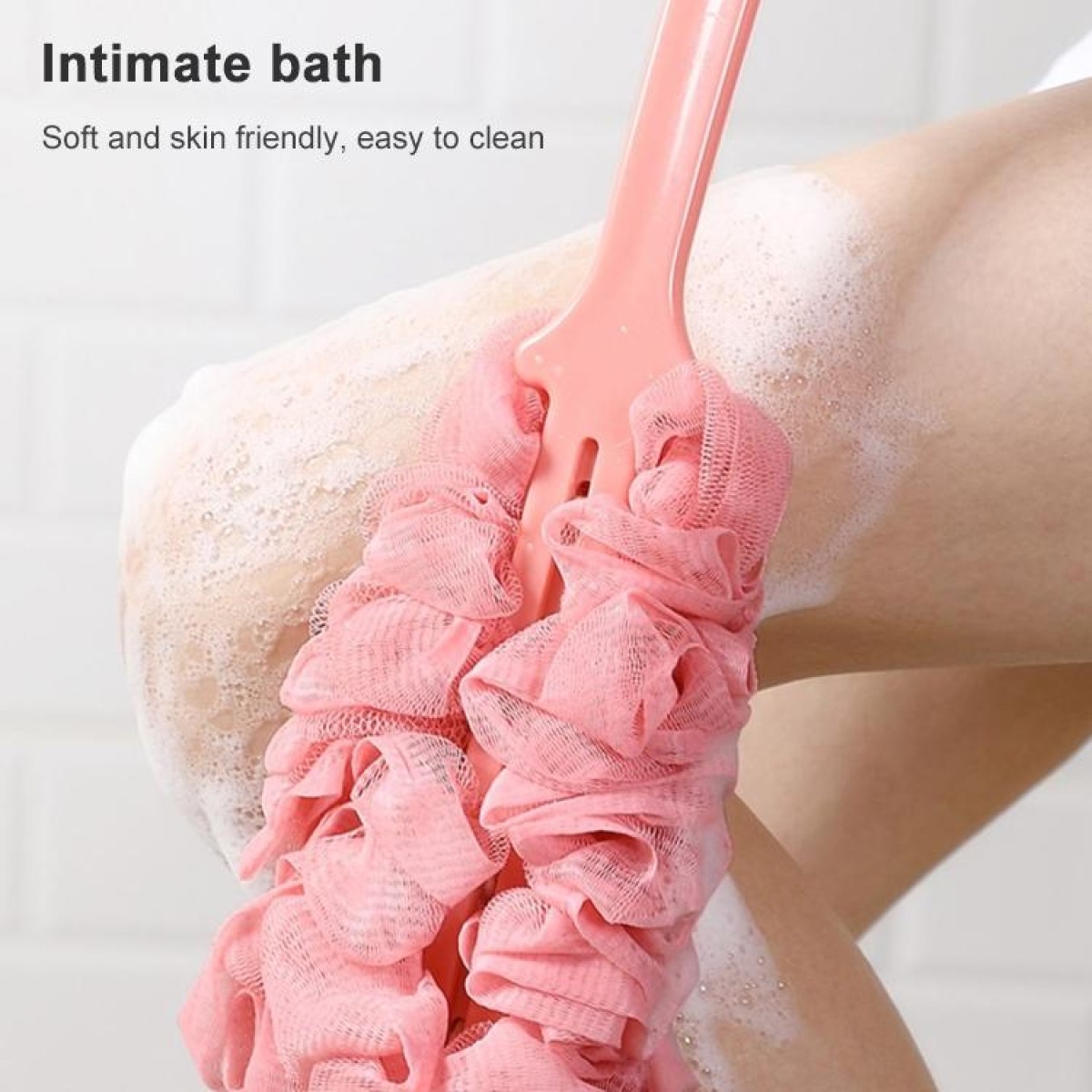 Thick Non-slip Long Handle Bath Brush Bath Rub(Pink)