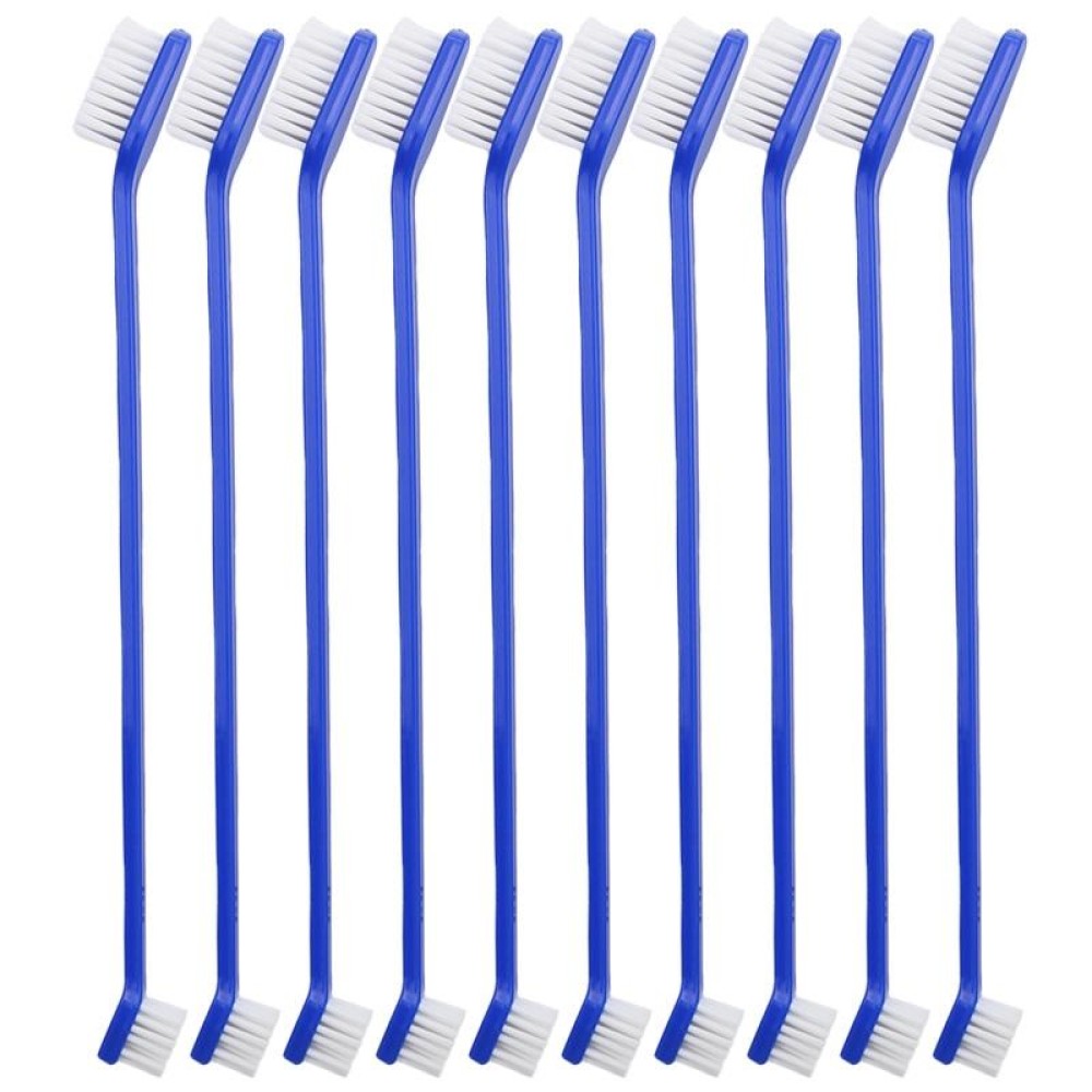 10pcs Dog Cat Effective Pets Oral Care Pet Toothbrush, Specification:Blue Handle + Medium Hair(Blue)