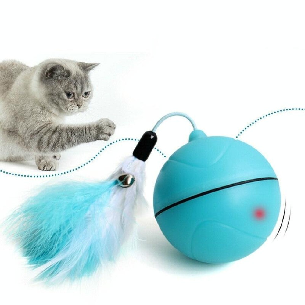 USB Rechargeable LED Scrolling Flash Ball Cat Funny Toy(Blue)