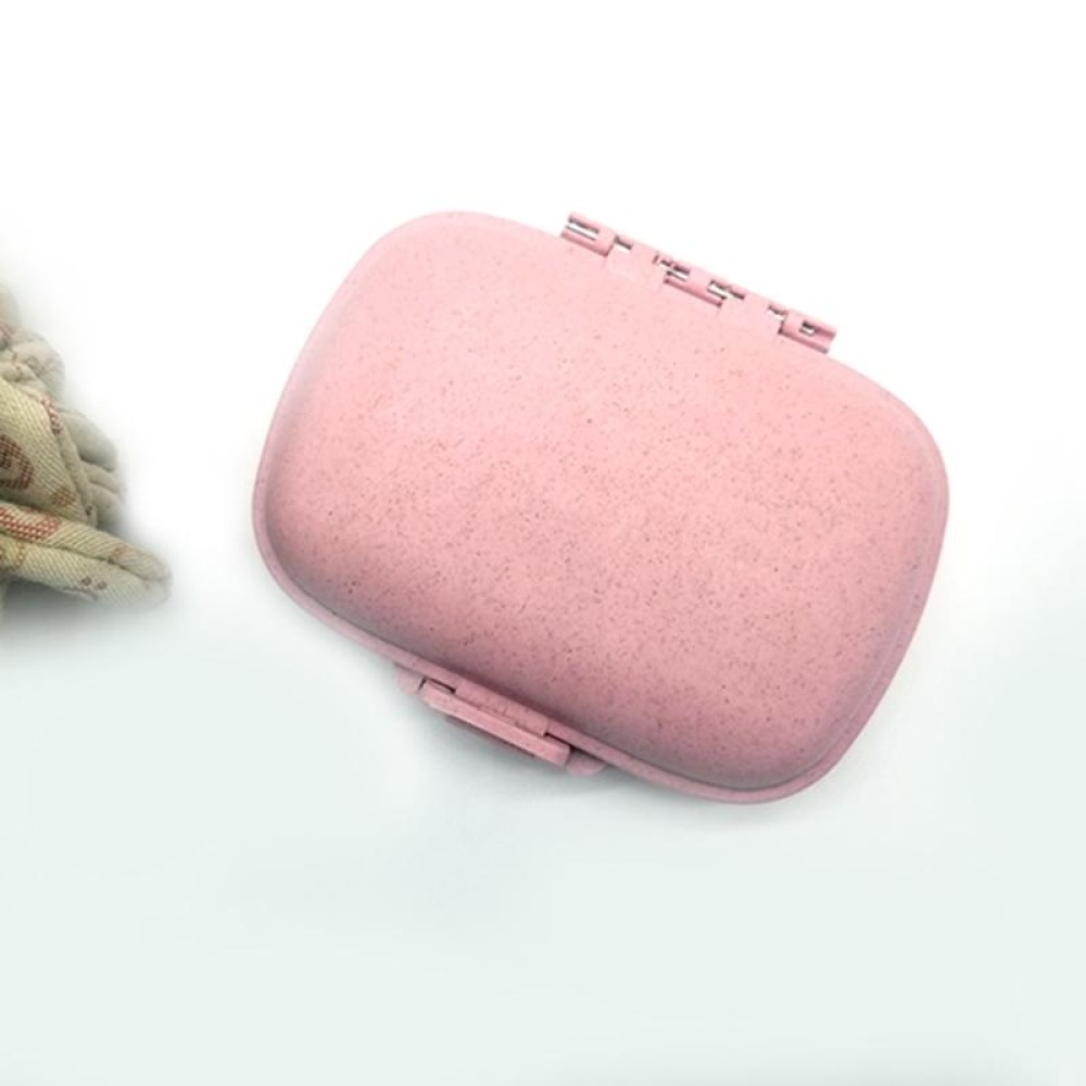3 PCS 8-Grid Double-layer Portable Mini Straw Pill Storage Box(Wheat Pink)