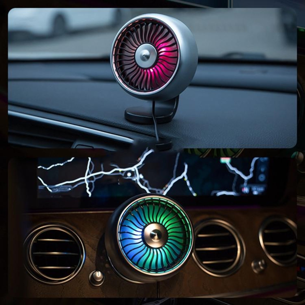 Automobile Multi-function Electric Fan Car Air Outlet USB Interface Mini Fan(Silver)