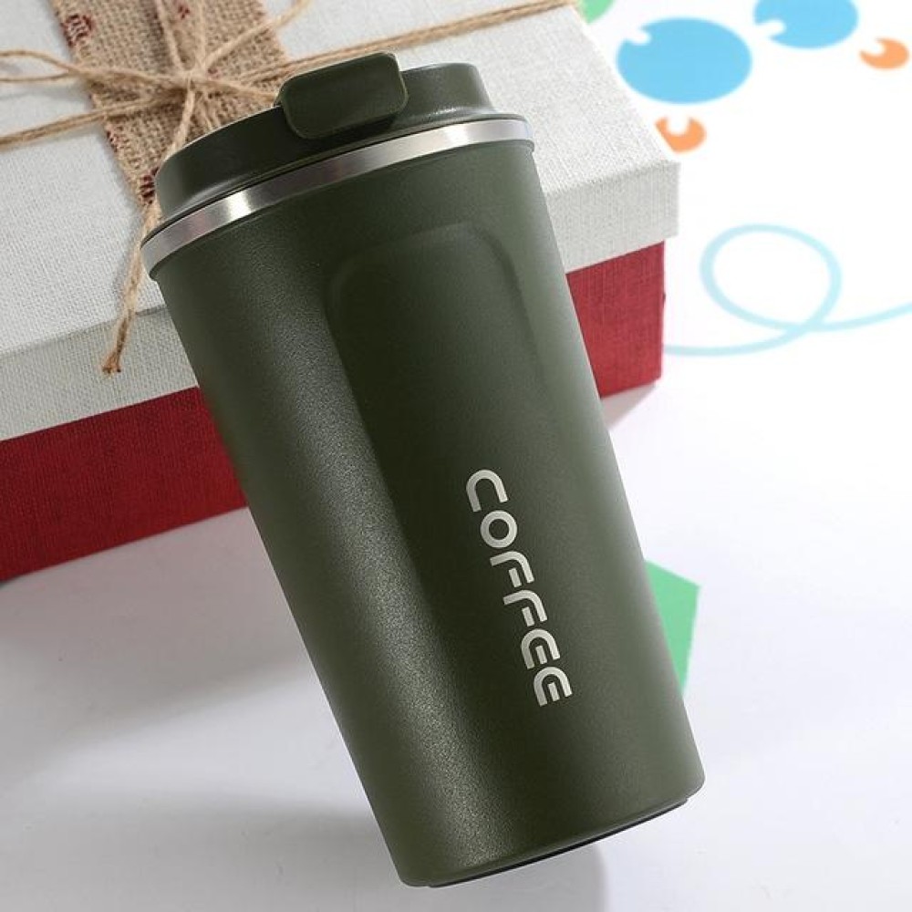 Double Stainless steel 304 Coffee Mug Car Thermos Mug Travel Thermo Cup 380ml(Green)