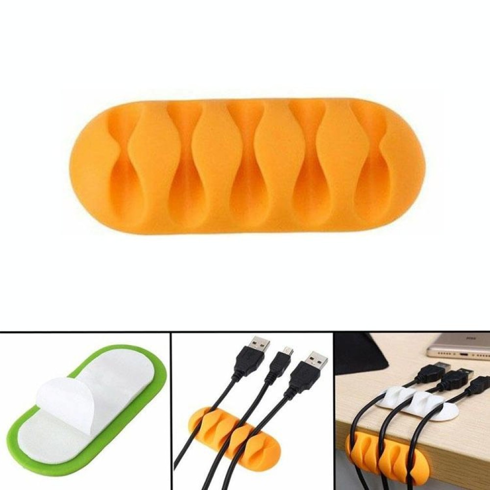 10 PCS Pasteable Five-hole TPR Wire Storage Organizer Data Cable Holder(Yellow)