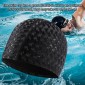 Adult Crescent PU Waterproof Comfortable Earmuff Swimming Cap(Dark Blue)