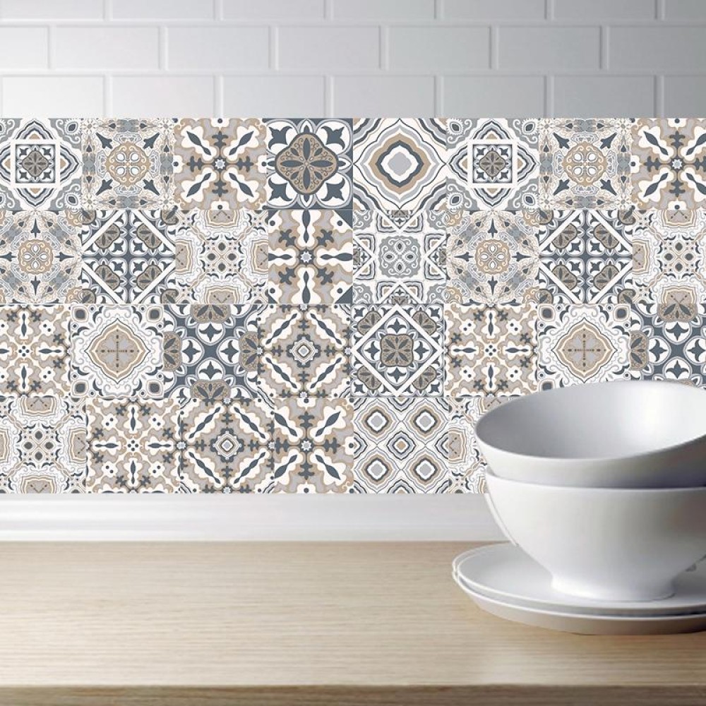 2 PCS Retro Tile Stickers Kitchen Bathroom PVC Self Adhesive Wall Stickers Living Room DIY Decor Wallpaper Waterproof Decoration, Style: Laminating(MZ039 D)