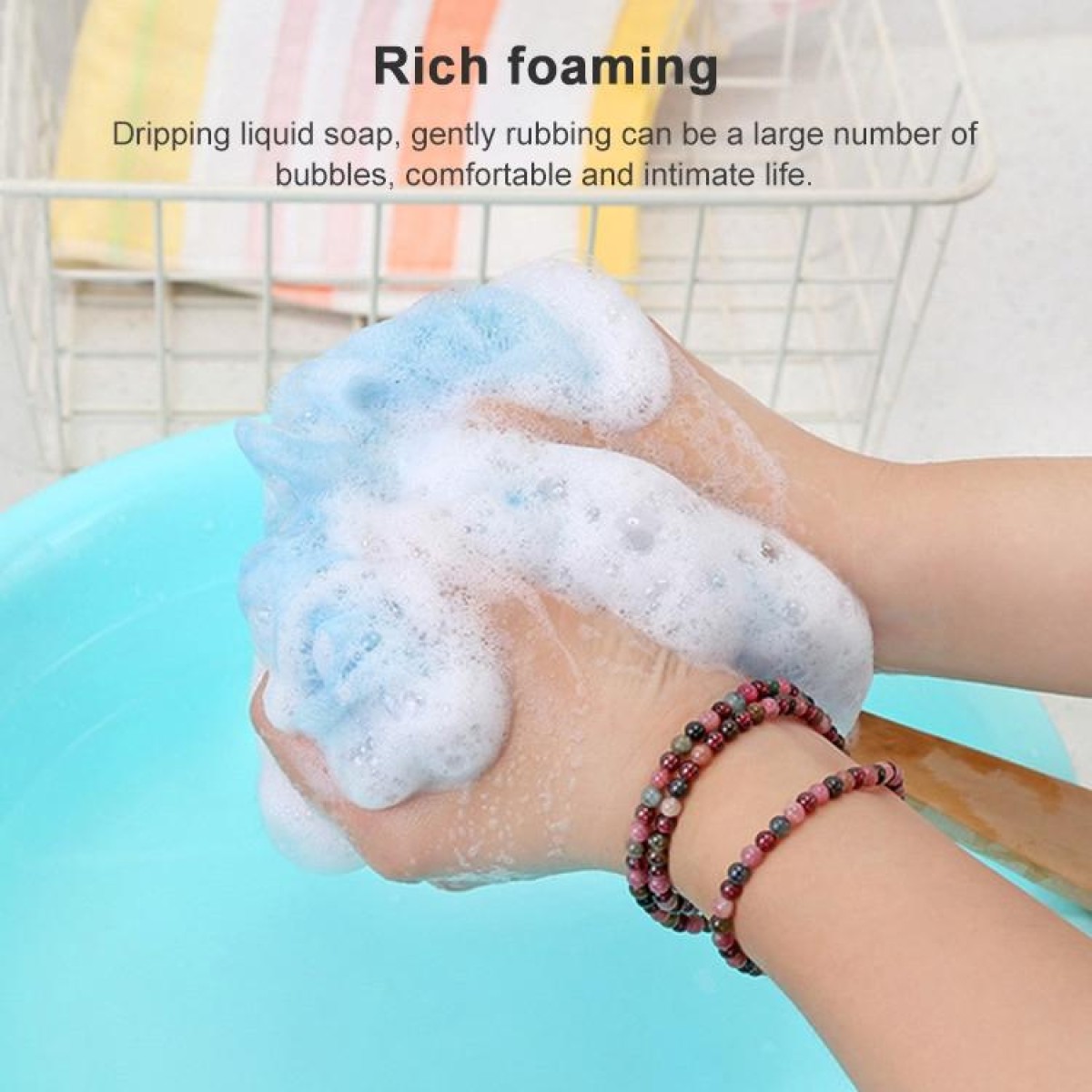 Long Handle Hanging Soft Mesh Body Shower Brush(White)