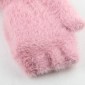Children Half Finger Gloves Knitted Cold Warm Plus Velvet Fingerless Gloves(Light Gray)