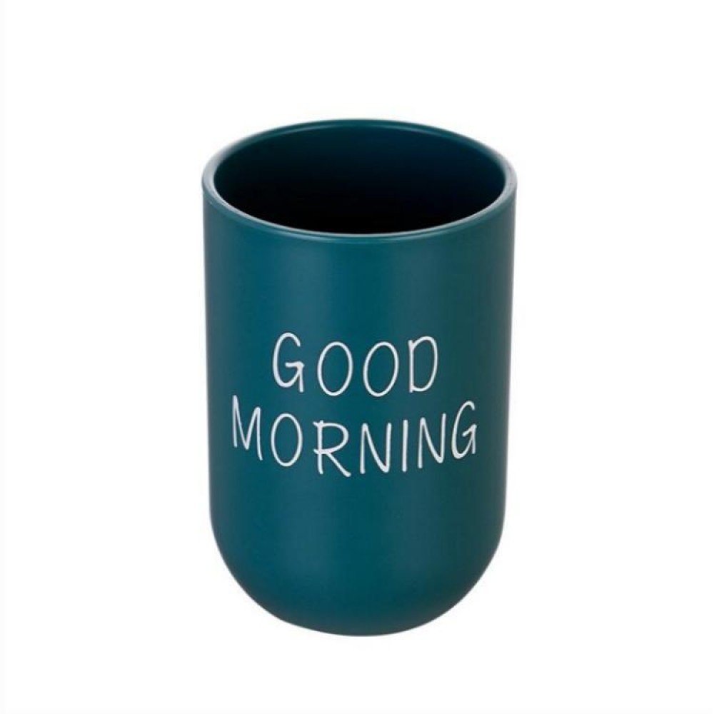 Simple Cute Brushing Cup Couple Plastic Mouthwash Cup, Pattern:Word(Dark Green)