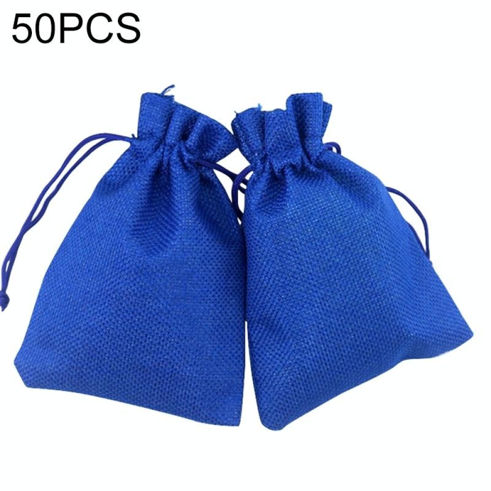 50 PCS Multi size Linen Jute Drawstring Gift Bags Sacks Wedding Birthday Party Favors Drawstring Gift Bags, Size:7x9cm(Royal Blue)