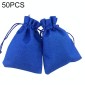 50 PCS Multi size Linen Jute Drawstring Gift Bags Sacks Wedding Birthday Party Favors Drawstring Gift Bags, Size:7x9cm(Royal Blue)