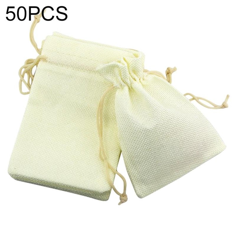 50 PCS Multi size Linen Jute Drawstring Gift Bags Sacks Wedding Birthday Party Favors Drawstring Gift Bags, Size:7x9cm(Beige)