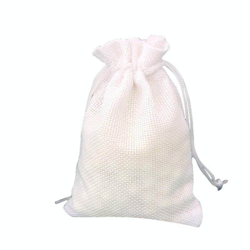 50 PCS Multi size Linen Jute Drawstring Gift Bags Sacks Wedding Birthday Party Favors Drawstring Gift Bags, Size:9x12cm(White)