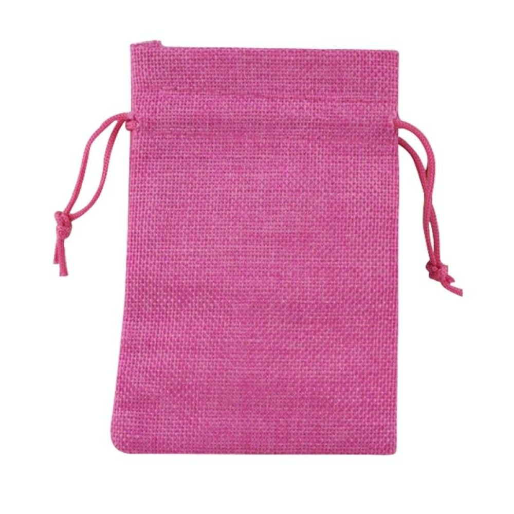 50 PCS Multi size Linen Jute Drawstring Gift Bags Sacks Wedding Birthday Party Favors Drawstring Gift Bags, Size:9x12cm(Rose Red)