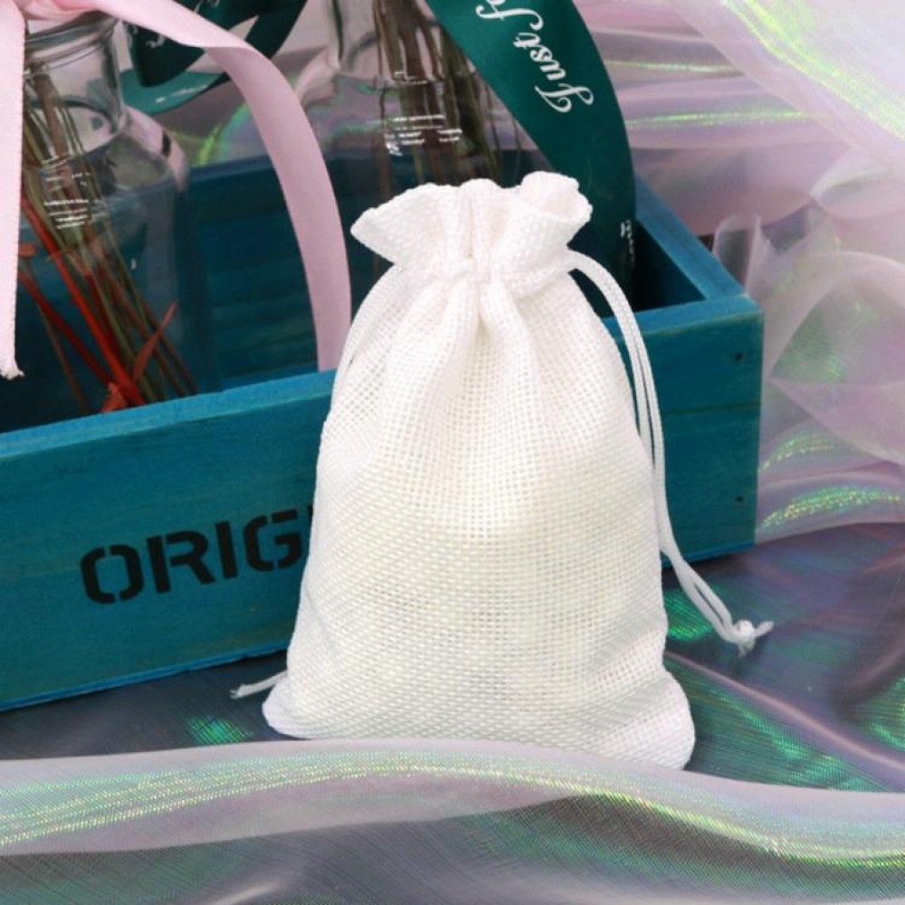 50 PCS Multi size Linen Jute Drawstring Gift Bags Sacks Wedding Birthday Party Favors Drawstring Gift Bags, Size:20x30cm(White)