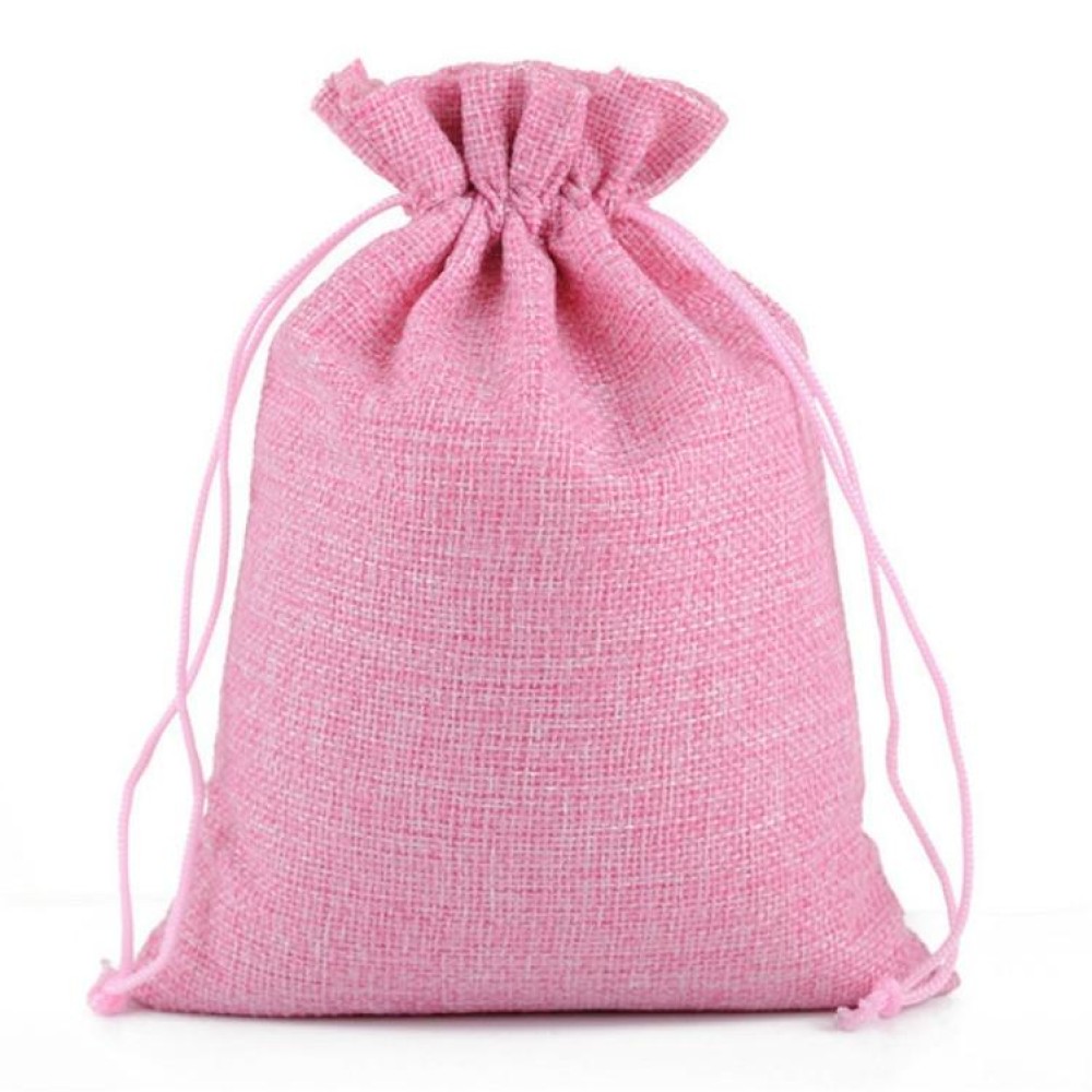 50 PCS Multi size Linen Jute Drawstring Gift Bags Sacks Wedding Birthday Party Favors Drawstring Gift Bags, Size:20x30cm(Pink)
