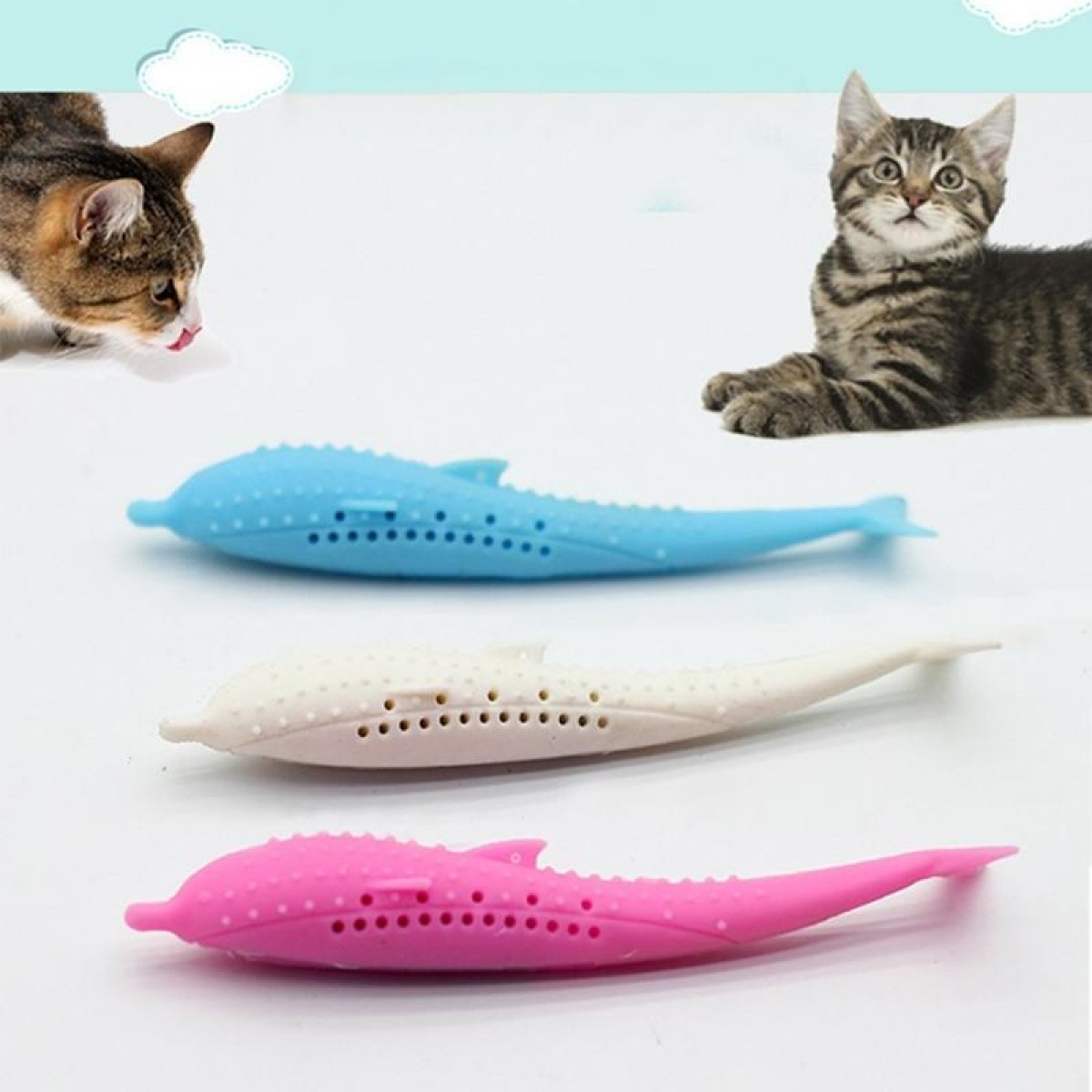 Catnip Cat Teeth Cleaning Silicone Dolphin Toy(Pink)