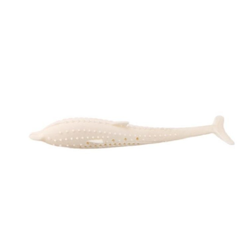 Catnip Cat Teeth Cleaning Silicone Dolphin Toy(Milky White)