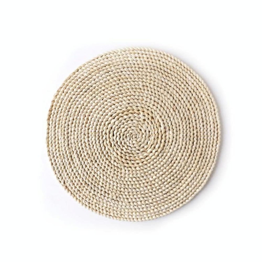 2 PCS Non-slip Natural Corn Woven Thickening Insulated Tea Mat Table Heat-resistant Casserole Mat Round Placemat 35cm