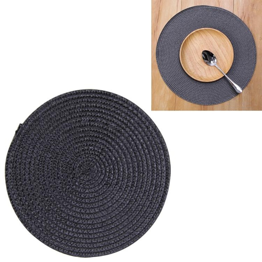 PP Environmentally Friendly Hand-woven Placemat Insulation Mat Decoration, Size:18cm(Black)