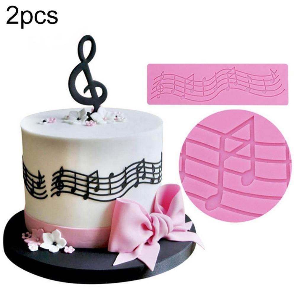 2 PCS Note Cake Decoration Silicone Mould Fondant Cake Tool Baking DIY Mould