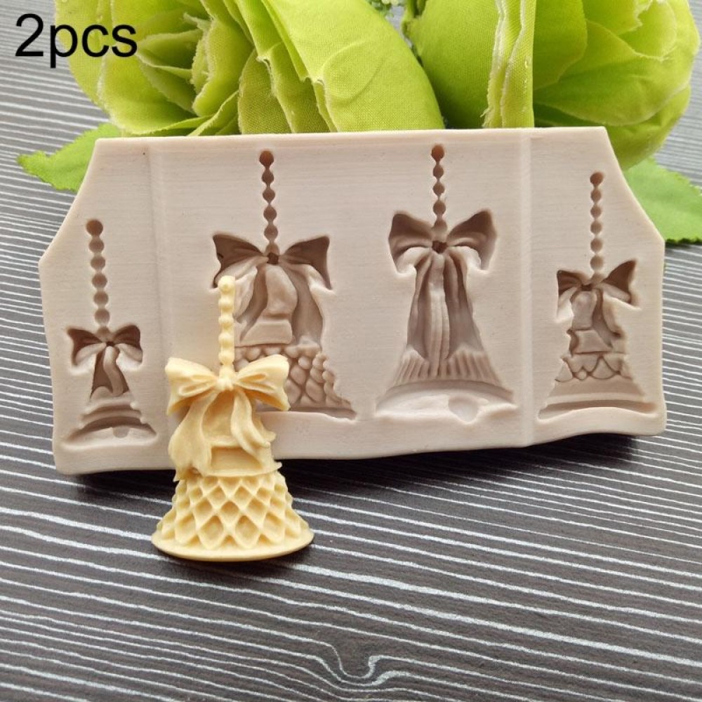 2 PCS Christmas Bells Chocolate Candy Cookie Cake Decorating Tools DIY Baking Fondant Food Grade Silicone Mold(White)