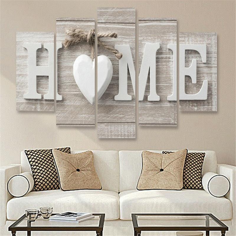 5 PCS Canvas Printing Love HOME Frameless Wall Art Pictures for Home Living Room Bedroom Decoration, Size:20x30cm x2,20x40cm x2,20x50cm x1
