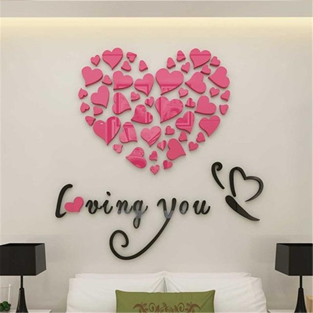 Love Heart DIY Removable Wall Stickers Room Decor 3d Wall Stickers, Size: 40cm x 40cm(Pink)