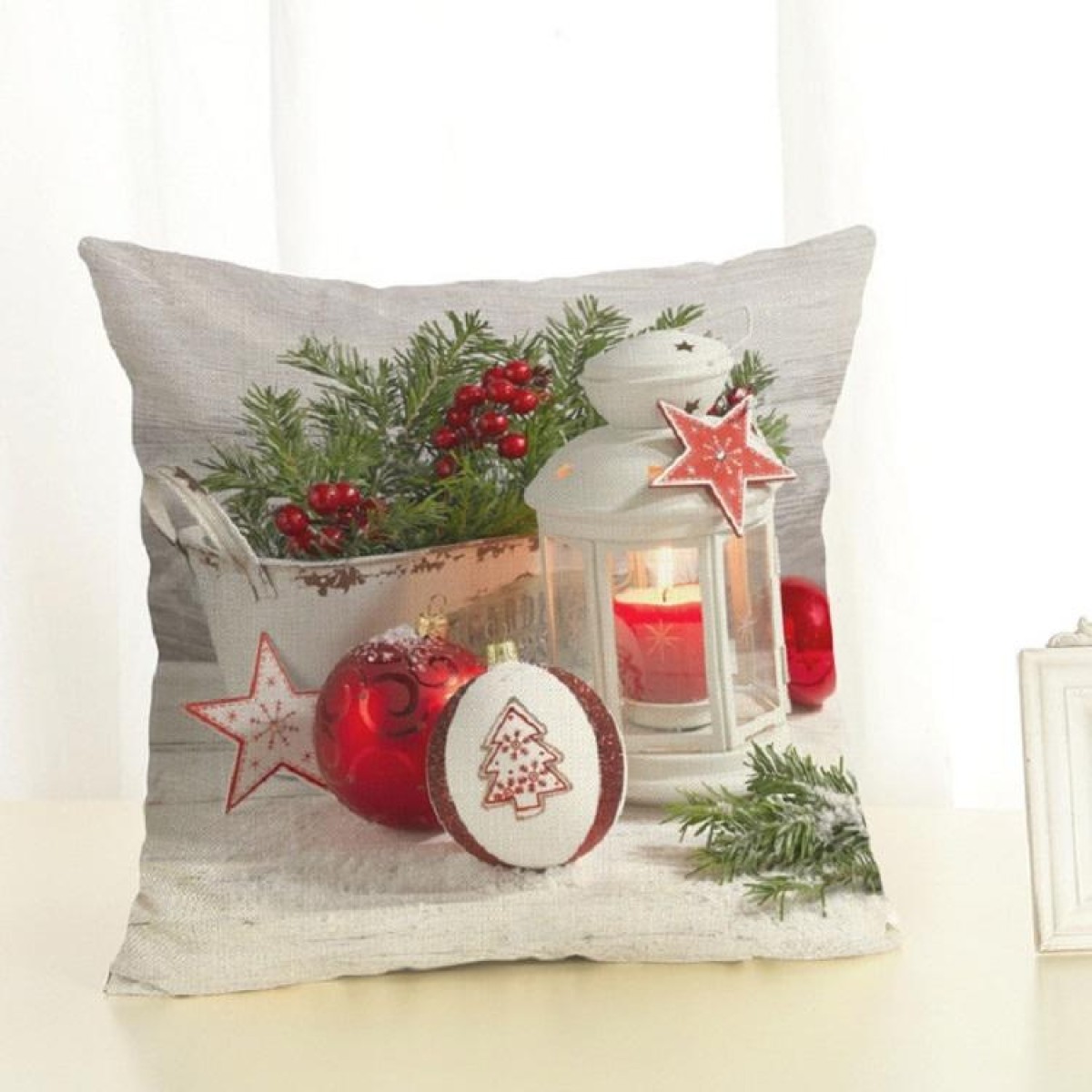 Christmas Decoration Cotton and Linen Pillow Office Home Cushion Without Pillow, Size:45x45cm(Star Christmas)