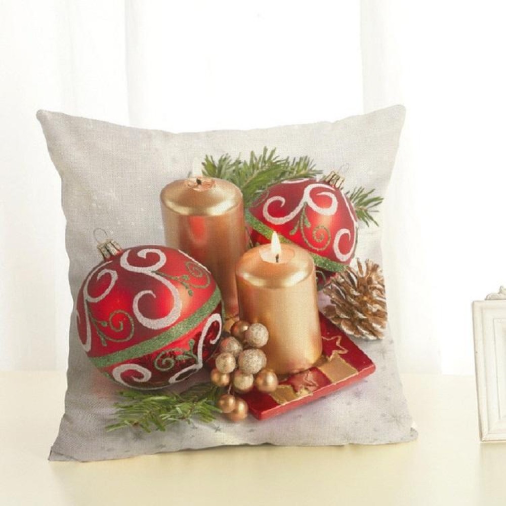 Christmas Decoration Cotton and Linen Pillow Office Home Cushion Without Pillow, Size:45x45cm(Golden Candle)