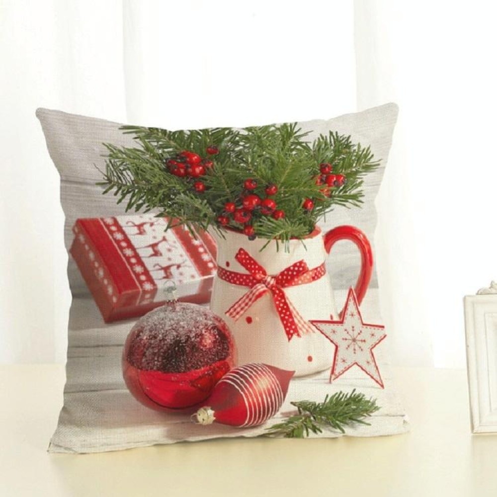 Christmas Decoration Cotton and Linen Pillow Office Home Cushion Without Pillow, Size:45x45cm( Red Christmas)