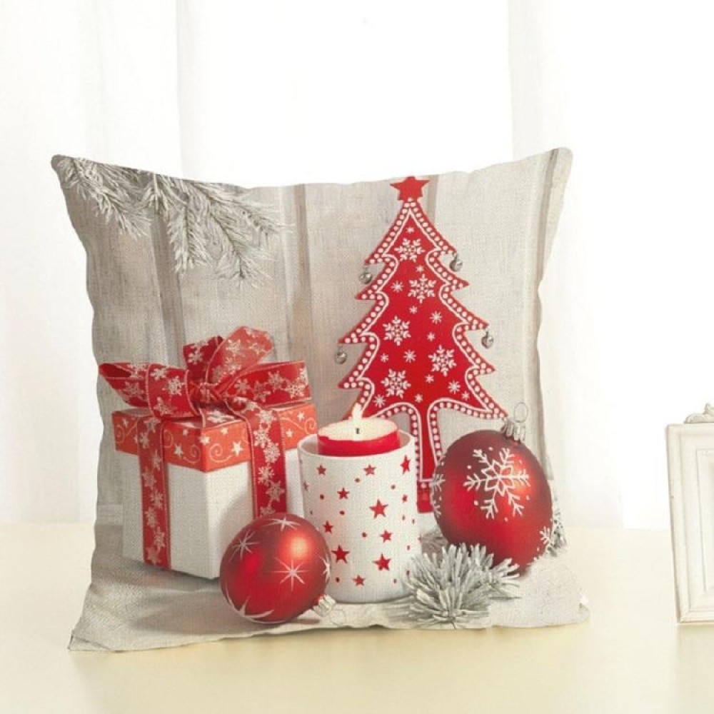 Christmas Decoration Cotton and Linen Pillow Office Home Cushion Without Pillow, Size:45x45cm(White Red Gift)