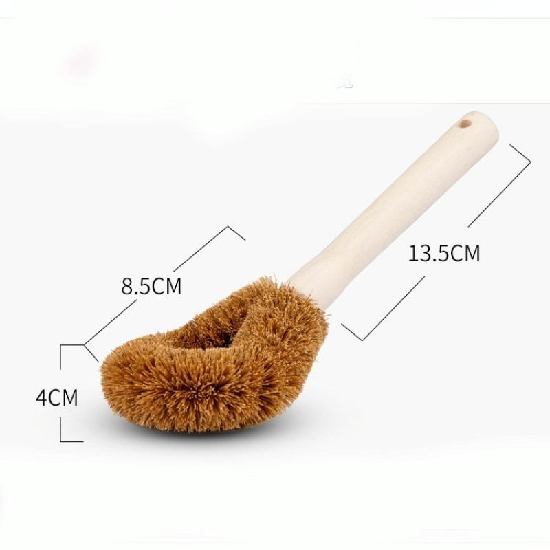10 PCS Natural Coconut Palm Non-stick Oil Long Handle Pot Brush Cleaning Brush Kitchen Cleaning Tool