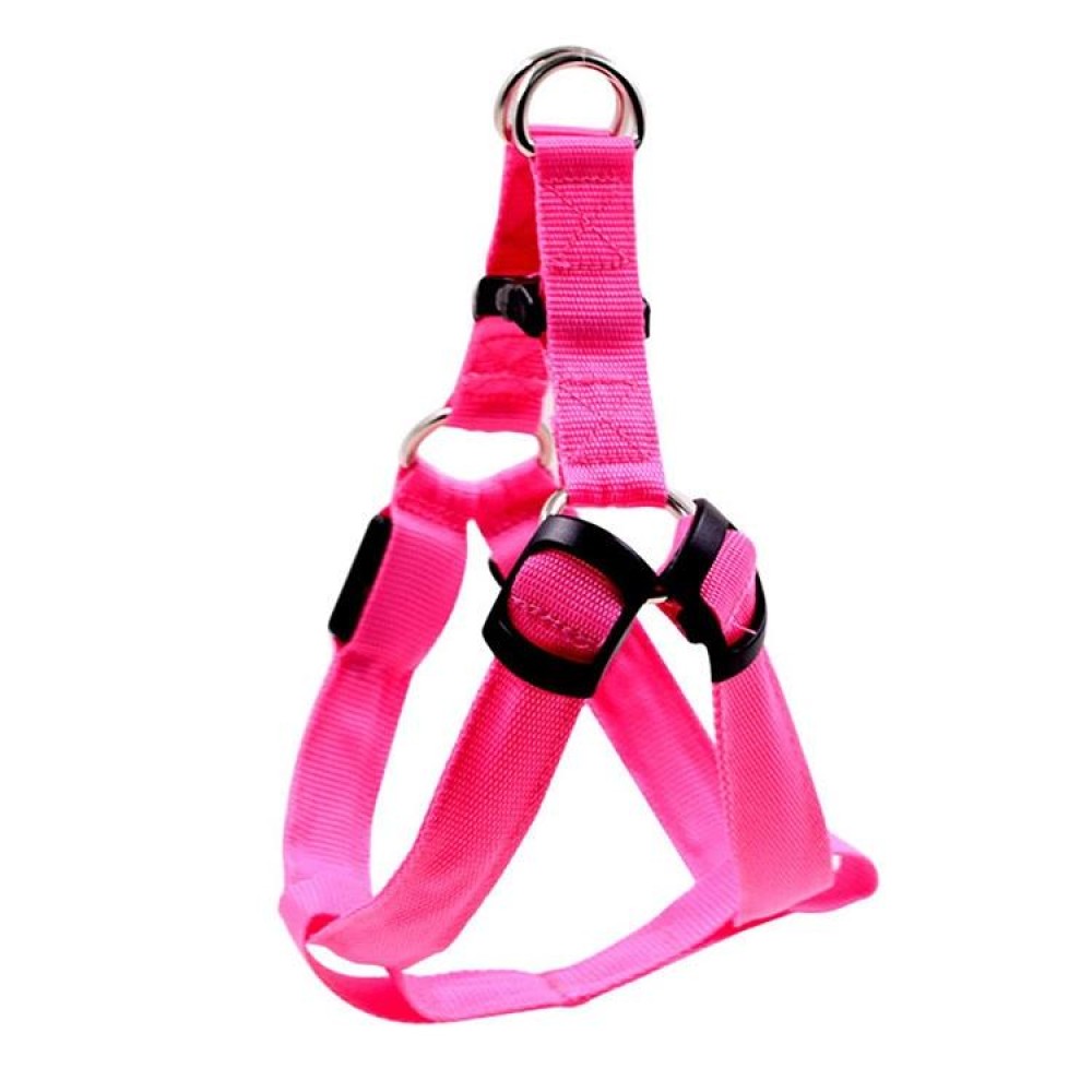 Double Sided LED Light Pet Harness Nylon Cat Dog Chest Strap Leash, Size:M(Pink)