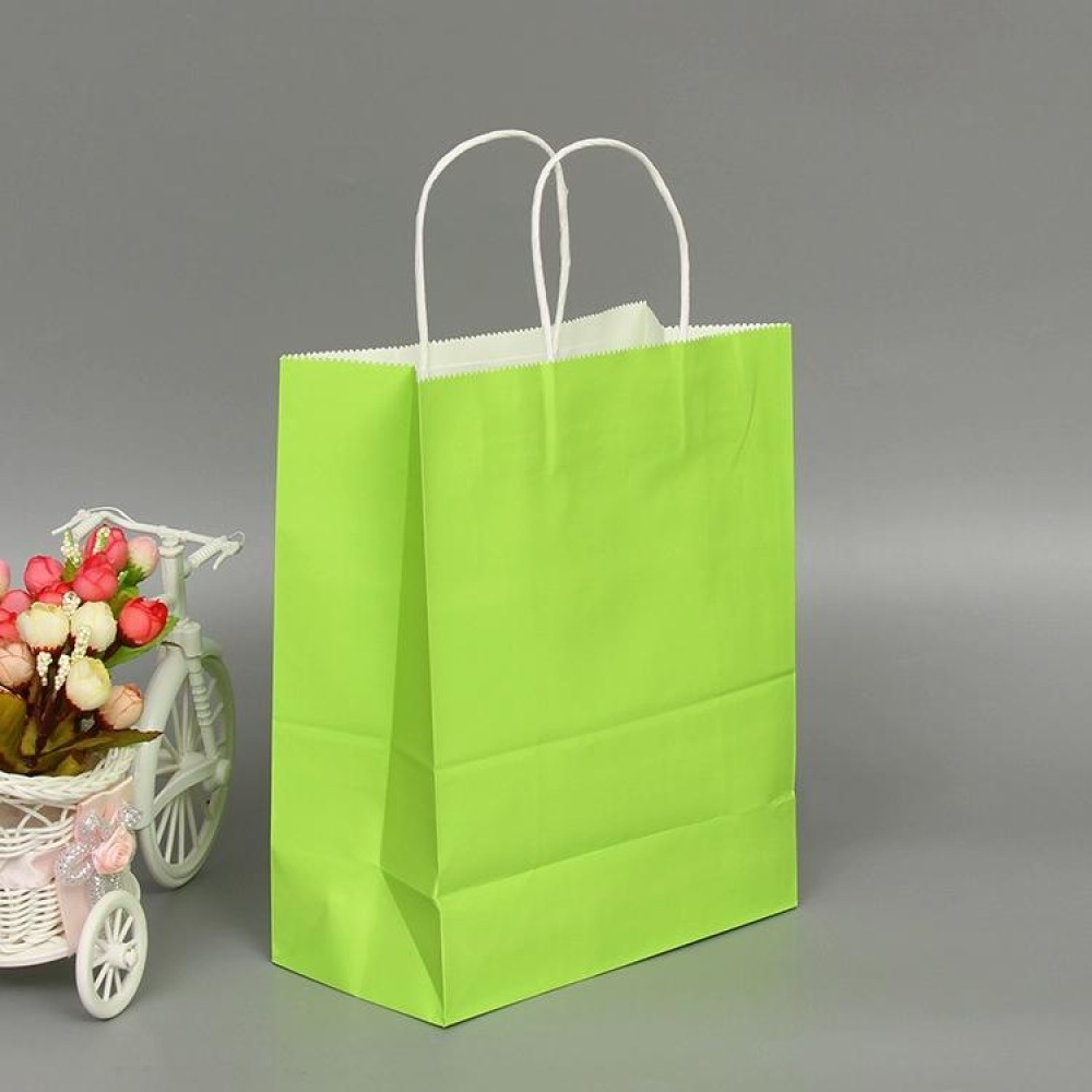 10 PCS Elegant Kraft Paper Bag With Handles for Wedding/Birthday Party/Jewelry/Clothes, Size:16x22x8cm(Light Green)