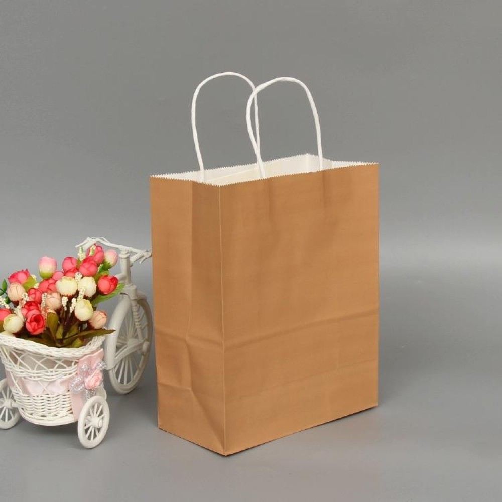 10 PCS Elegant Kraft Paper Bag With Handles for Wedding/Birthday Party/Jewelry/Clothes, Size:12x15x6cm(White Kraft)