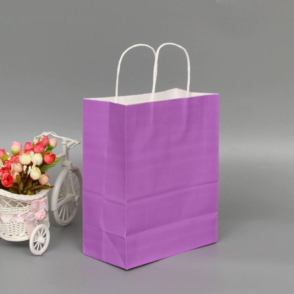 10 PCS Elegant Kraft Paper Bag With Handles for Wedding/Birthday Party/Jewelry/Clothes, Size:12x15x6cm(Purple)