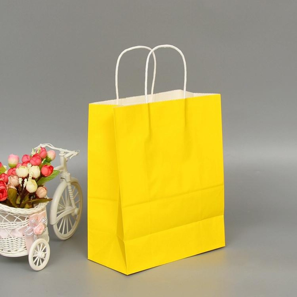 10 PCS Elegant Kraft Paper Bag With Handles for Wedding/Birthday Party/Jewelry/Clothes, Size:12x15x6cm(Yellow)