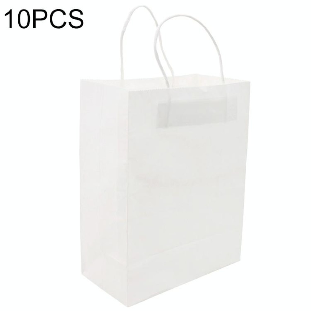 10 PCS Elegant Kraft Paper Bag With Handles for Wedding/Birthday Party/Jewelry/Clothes, Size:12x15x6cm (White)