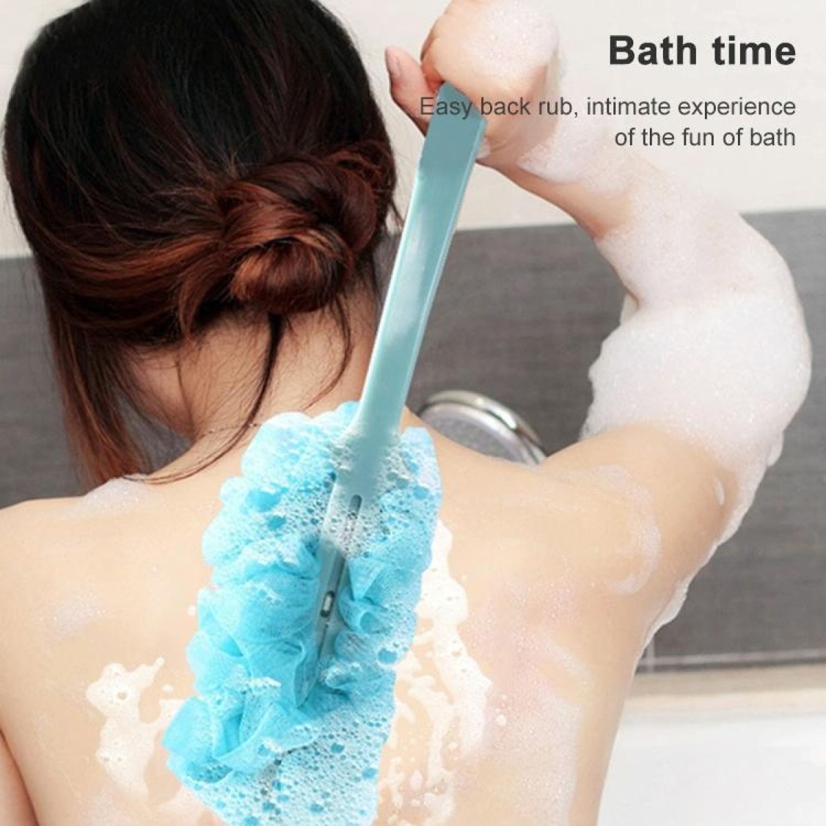 Long Handle Hanging Soft Mesh Back Body Bath Shower Brush(Pink)