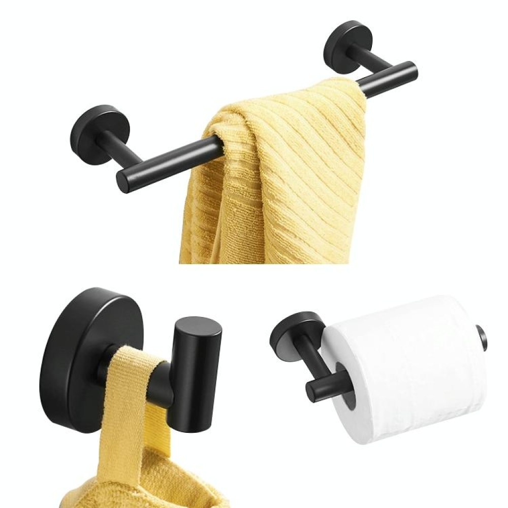 3 In 1 Matte 304 Stainless Steel Towel Bar Paper Towel Rack Hook Bathroom Accessories Bath Shower Set, Color:Black