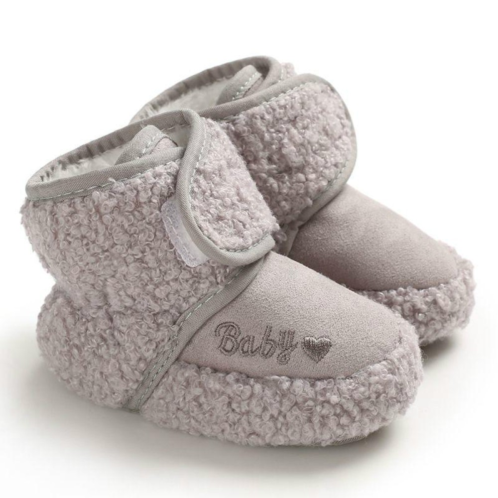 Newborn Baby 0-1 Years Old in Autumn and Winter Keep Warm Soft Bottom Toddler Shoes, Size:Inner Length 11cm(Gray)