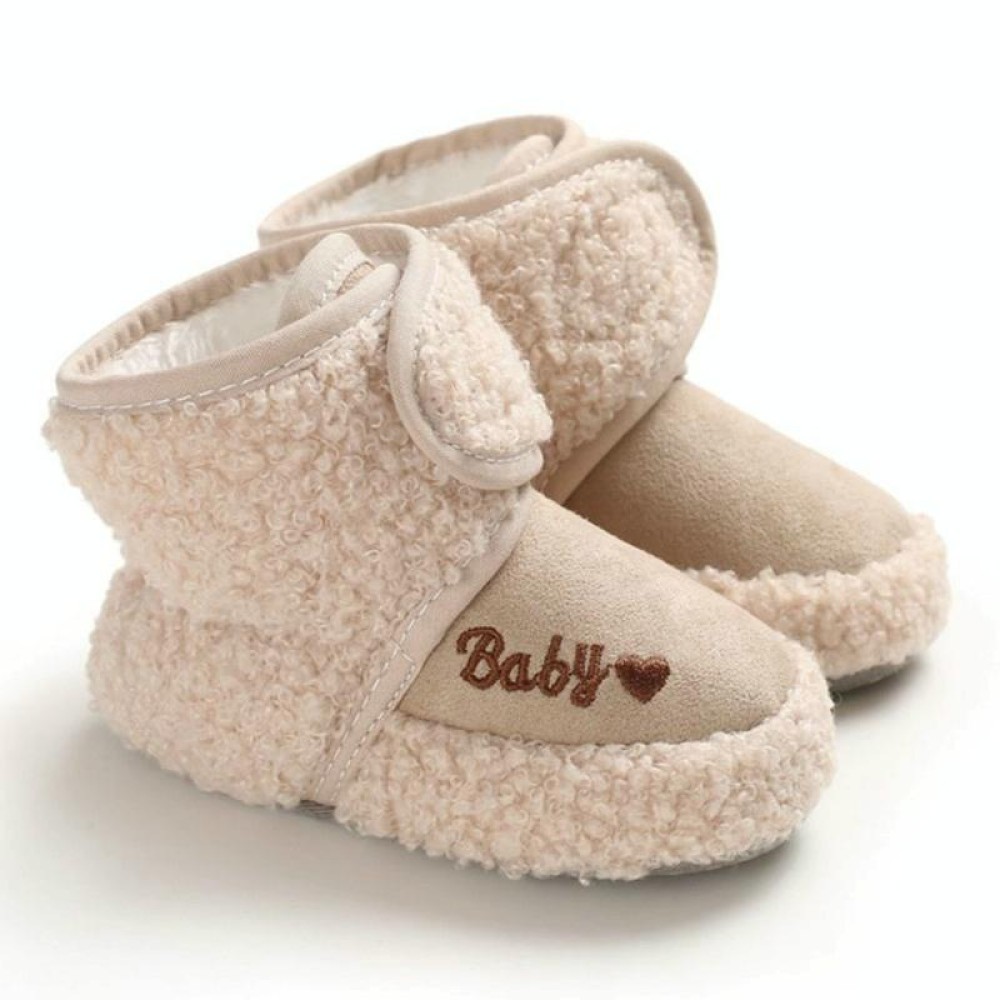 Newborn Baby 0-1 Years Old in Autumn and Winter Keep Warm Soft Bottom Toddler Shoes, Size:Inner Length 11cm(Khaki)