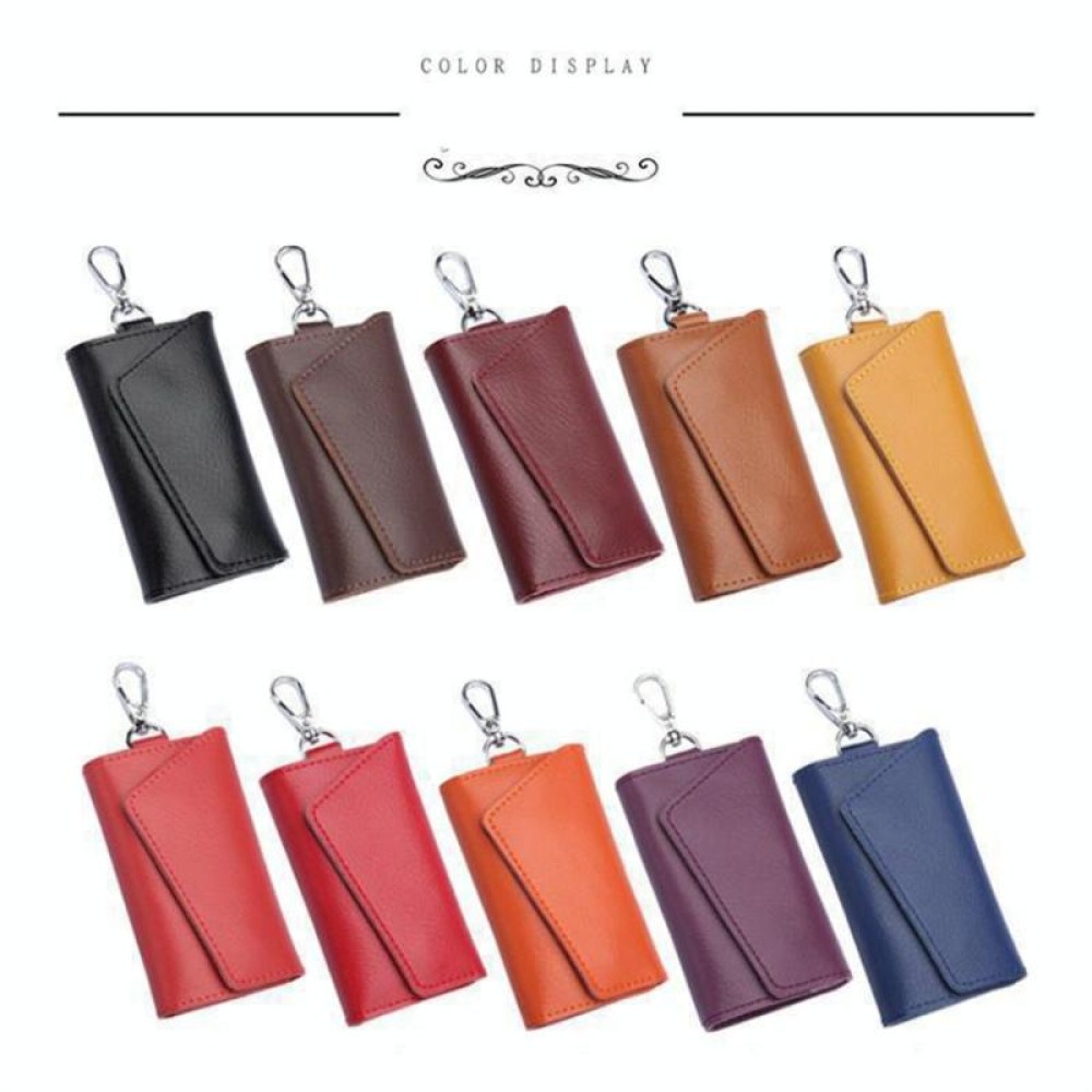 Multifunctional Litchi Texture Leather Keychain Bag Car Key Bag(Wine Red)